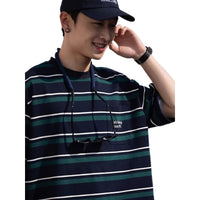 Summer stripped relaxed collard T-shirts